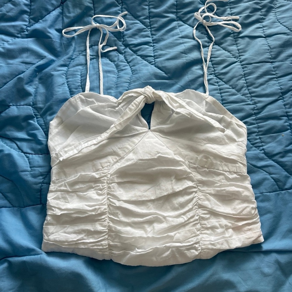 Free People Shoulder Tie Rouched Top